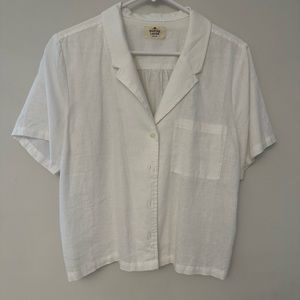 Marine Layer tencel/hemp blend crop button down white shirt, medium. Very soft